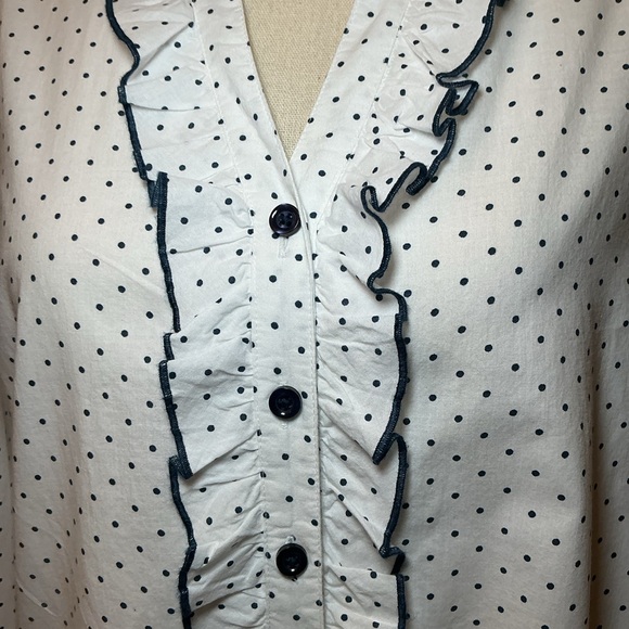 Pure Collection White Polka Dot Ruffle Blouse - Picture 7 of 7
